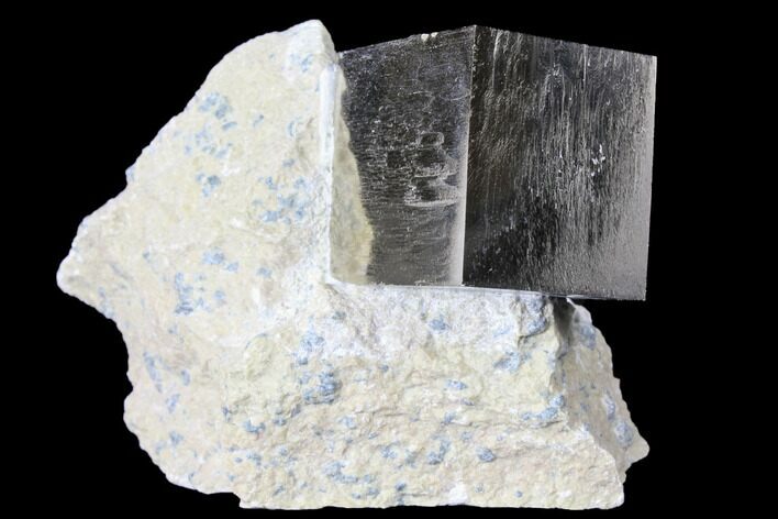 1.02" Shiny, Natural Pyrite Cube In Rock - Navajun, Spain